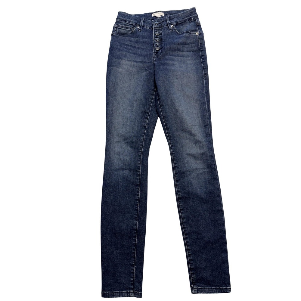 Good American Skinny Jeans Womens 2/26 Blue Med Wash High Rise Button Fly 26x28